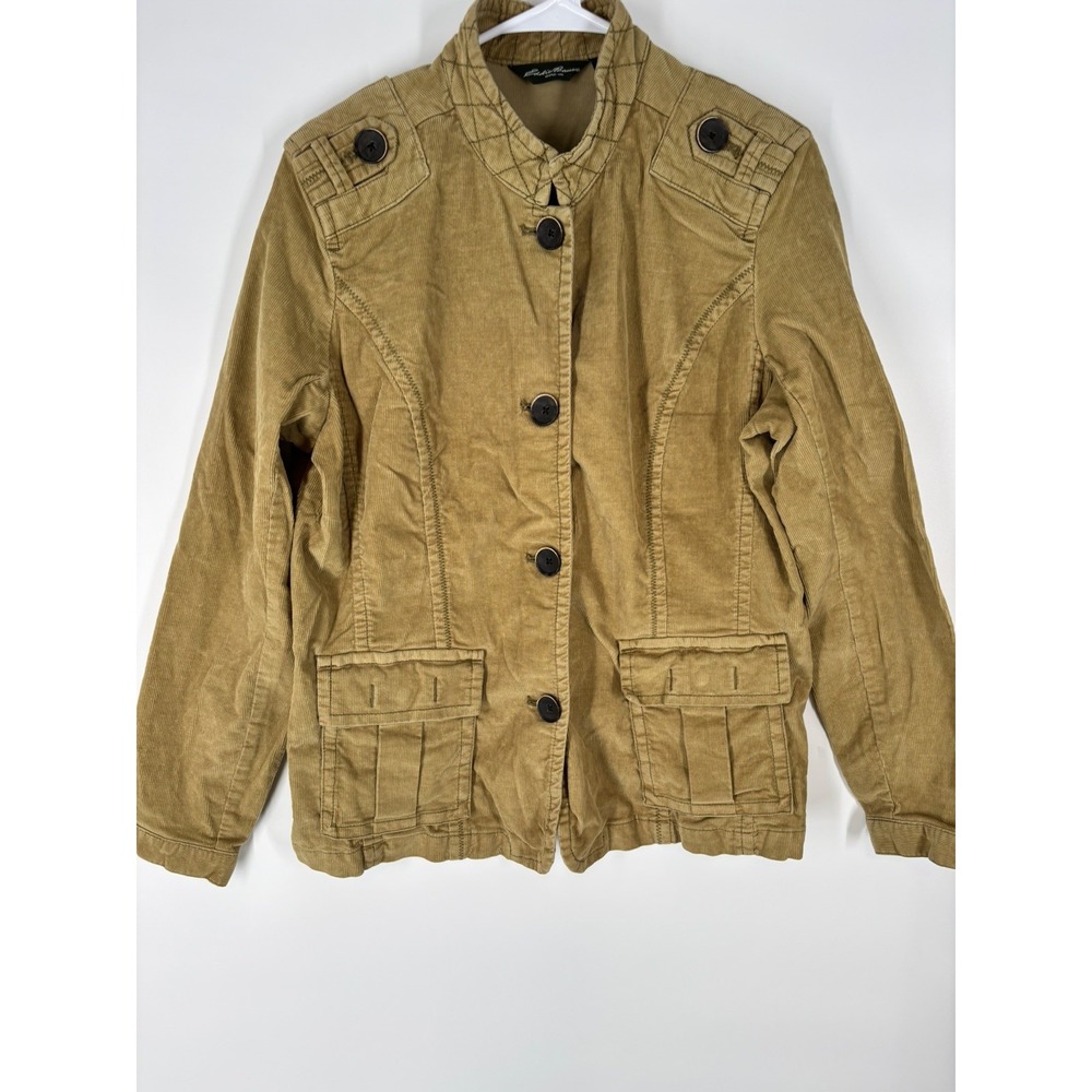 Eddie Bauer Womens Corduroy Military Style Band Jacket Sz XL Chore Grunge 2011